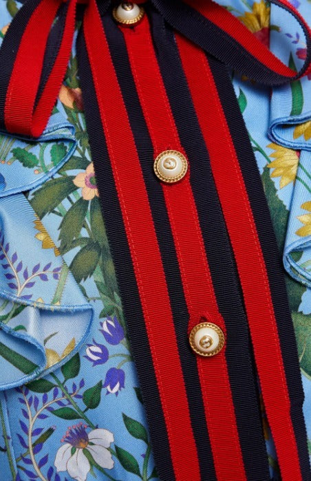 GUCCI FLORA RUFFLED SILK JACKET