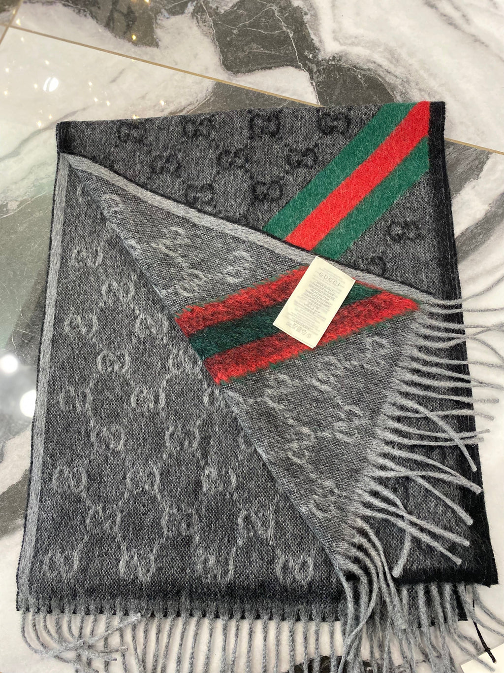 GUCCI WOOL BLEND SIGNATURE WEB SCARF