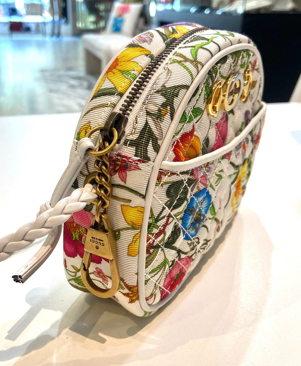GUCCI FLORA TRAPUNTATA MINI ZUMI DOME SHOULDER BAG