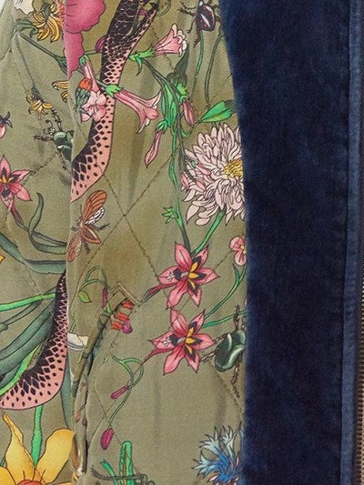 GUCCI FLORA SNAKE PRINT SILK REVERSIBLE BOMBER JACKET