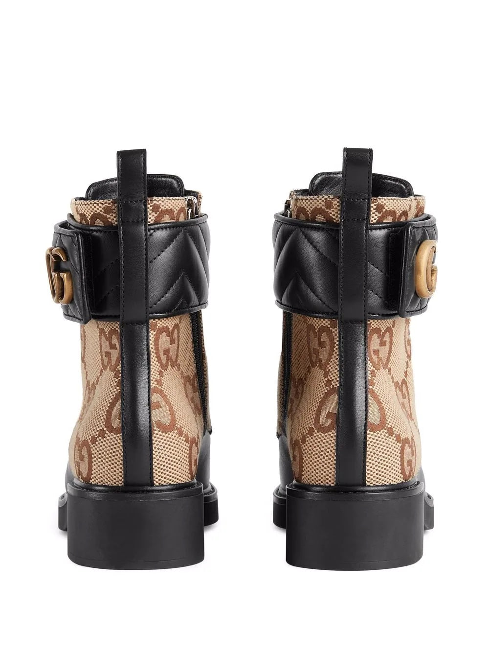GUCCI FLORES CALFSKIN MONOGRAM MAXI GG ANKLE BOOTS