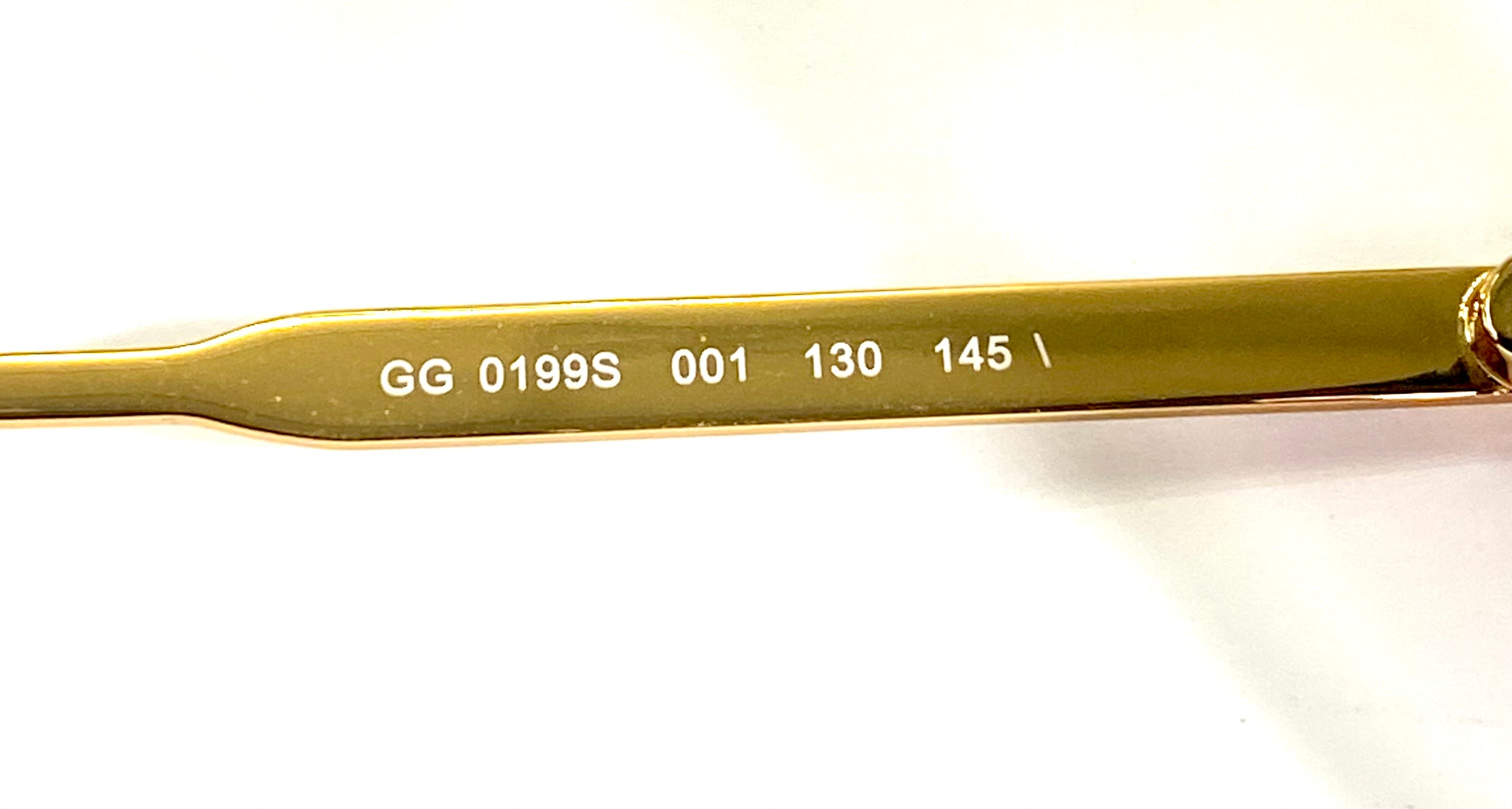 GUCCI GG 0199S 001 AVIATOR SUNGLASSES
