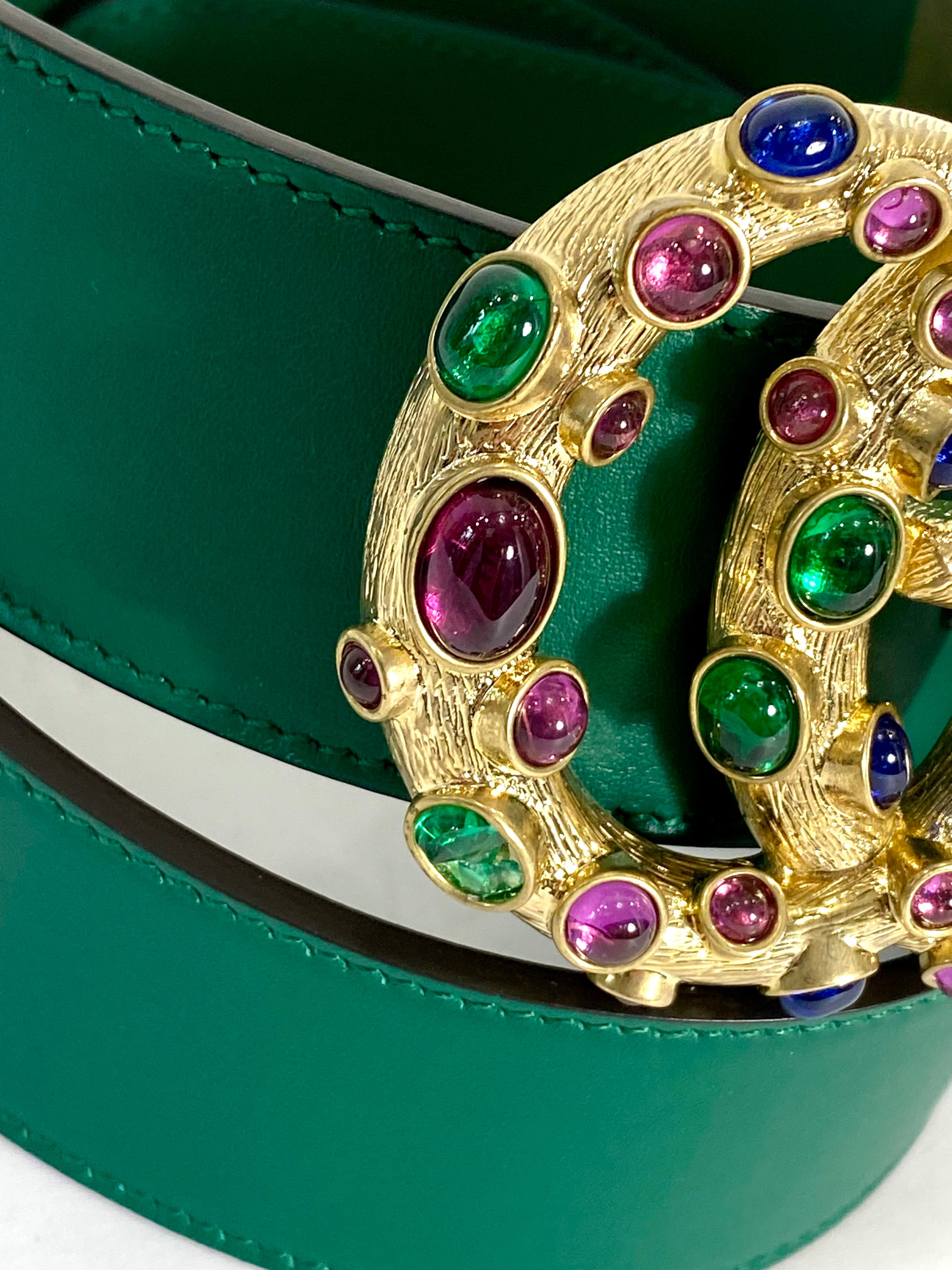 GUCCI GG POURED GLASS CALFSKIN LEATHER BELT