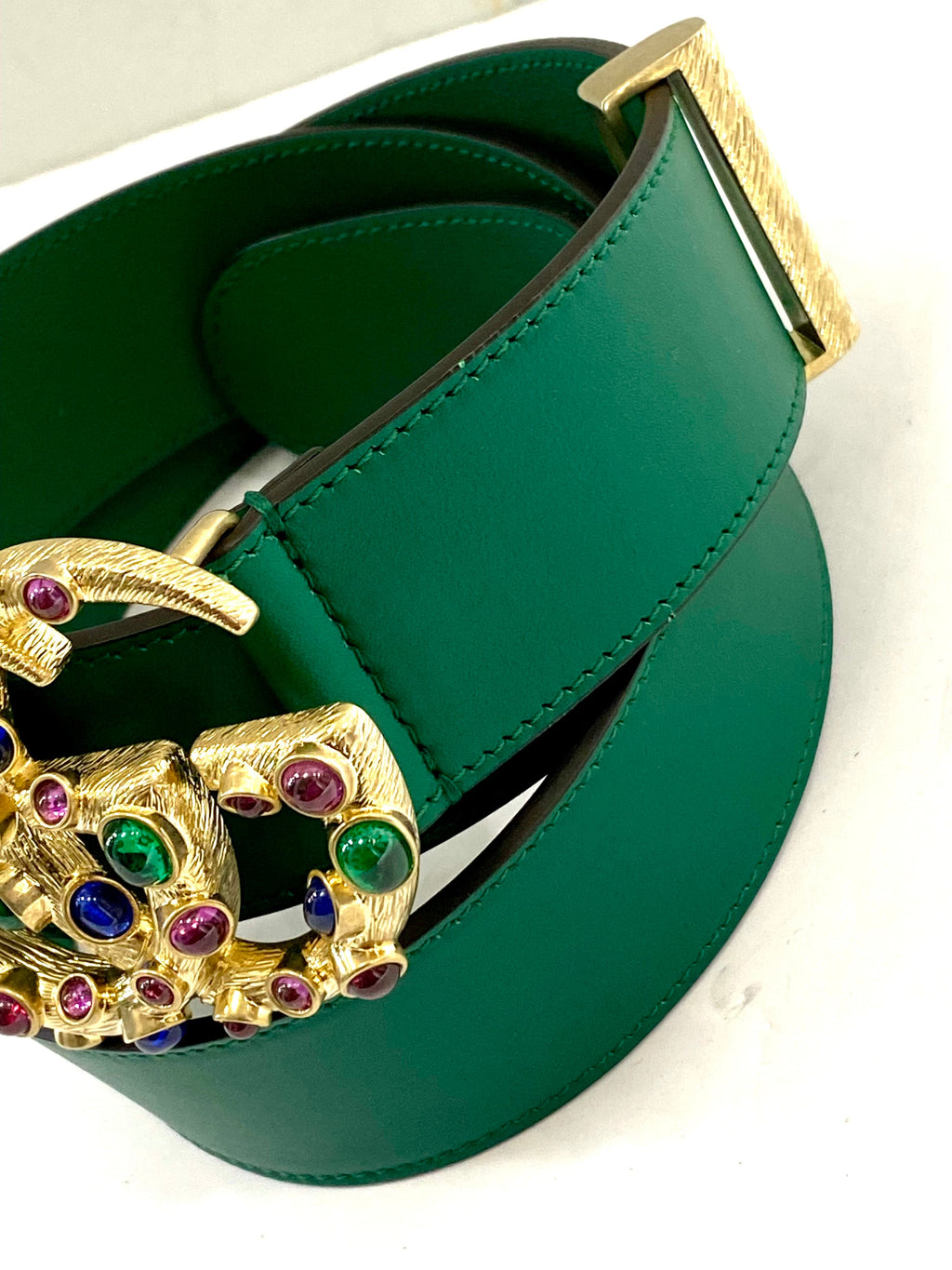 GUCCI GG POURED GLASS CALFSKIN LEATHER BELT