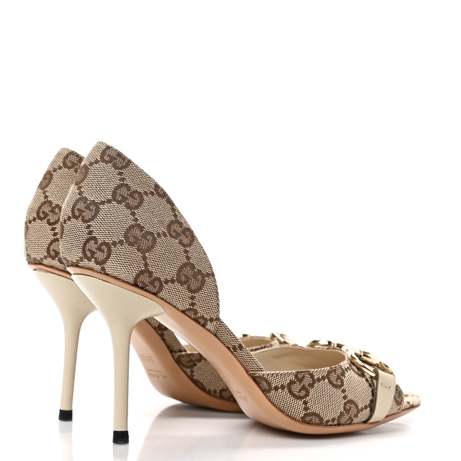 GUCCI GG HOLLYWOOD HORSEBIT D'ORSAY PEEP TOE PUMPS