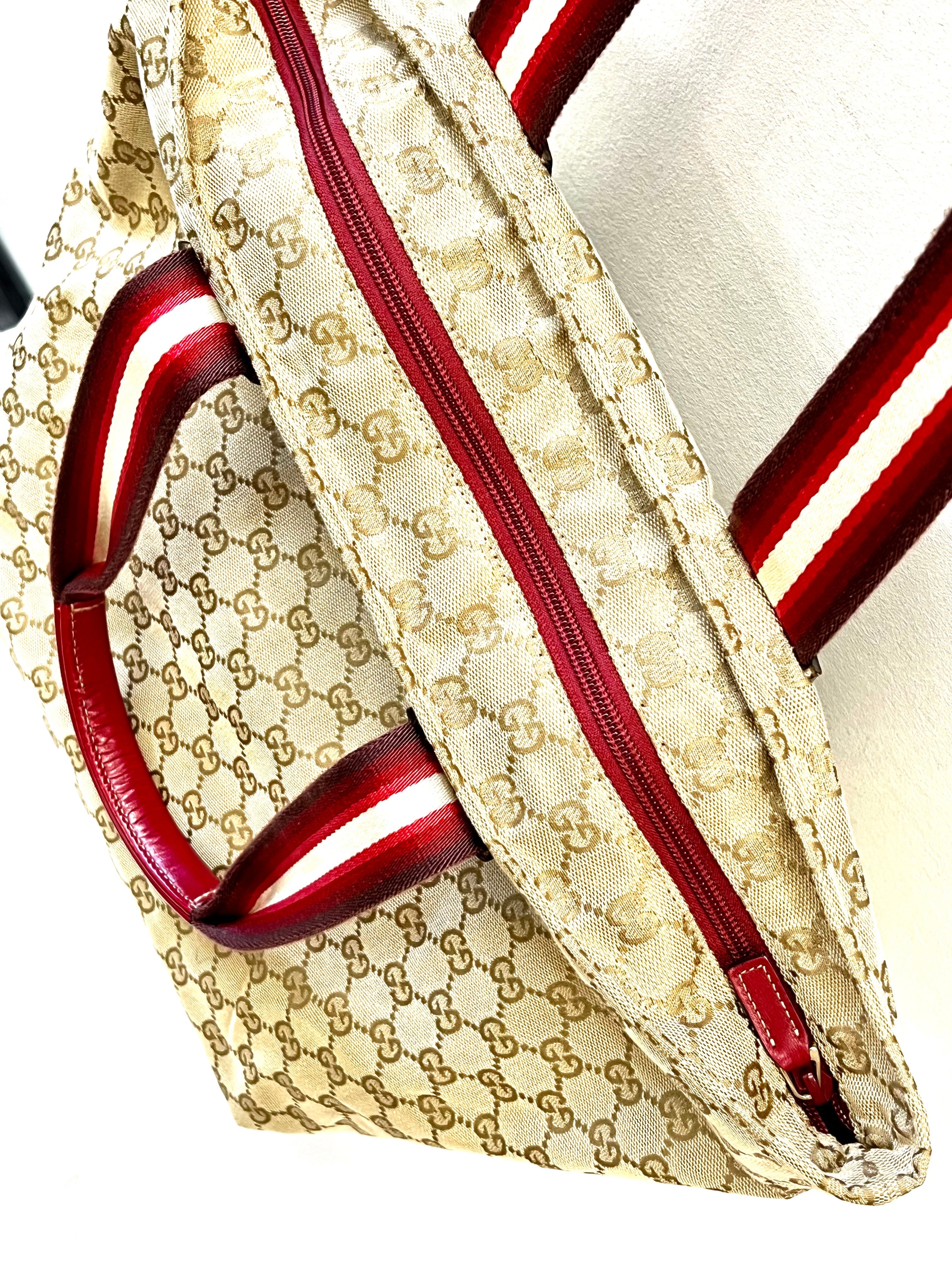 GUCCI GG CANVAS WEB TOTE BAG