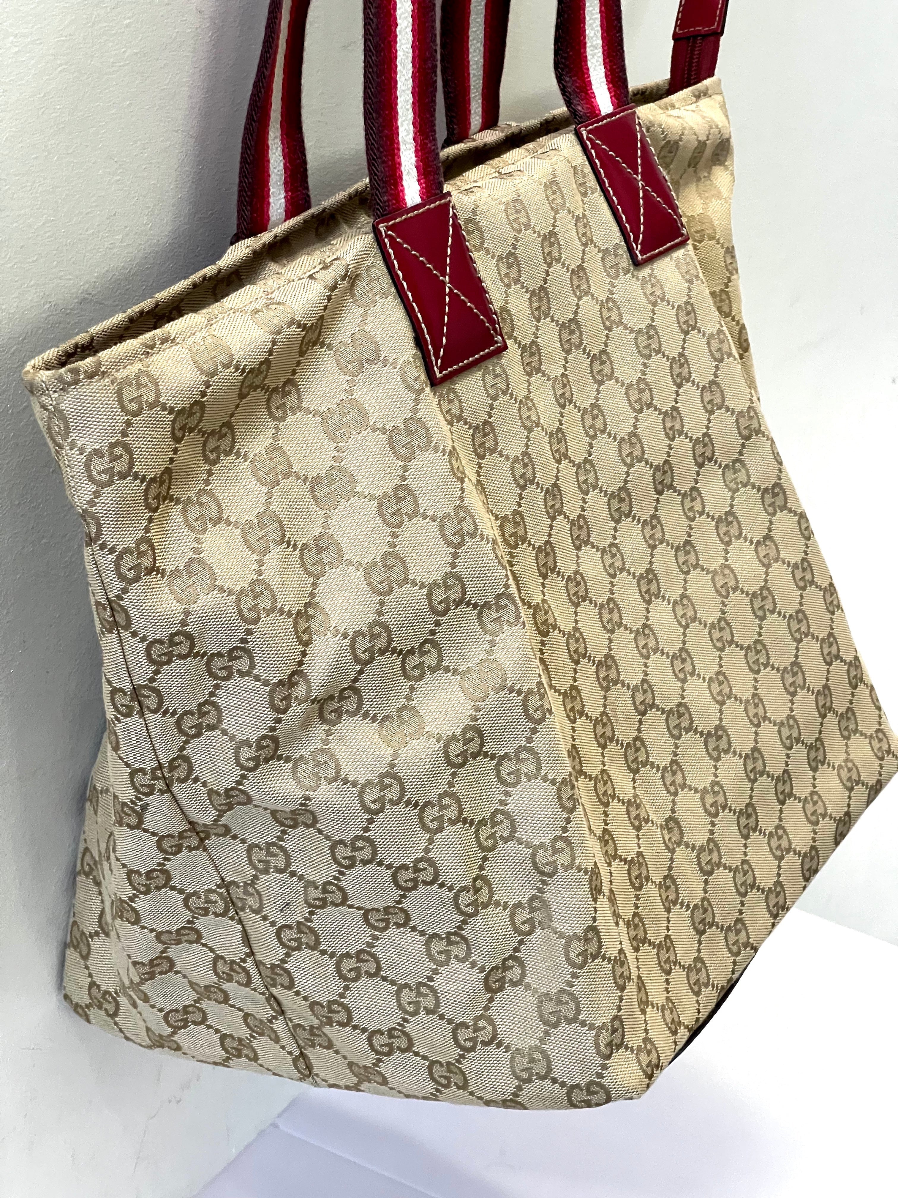 GUCCI GG CANVAS WEB TOTE BAG