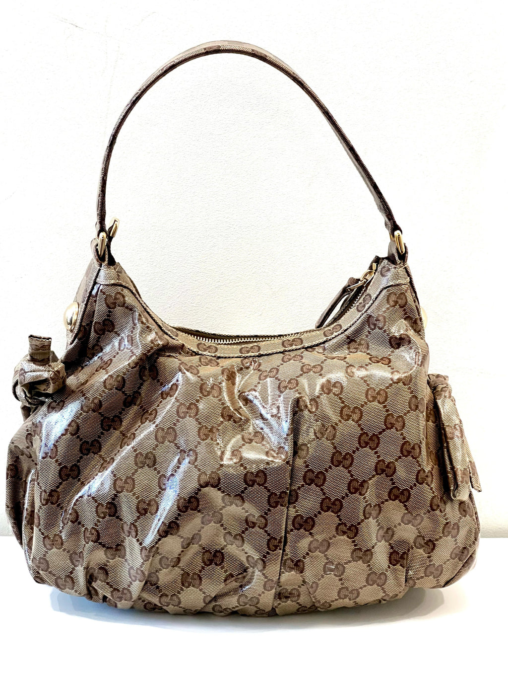 GUCCI GG MONOGRAM CRYSTAL COATED CANVAS VINTAGE SHOULDER BAG