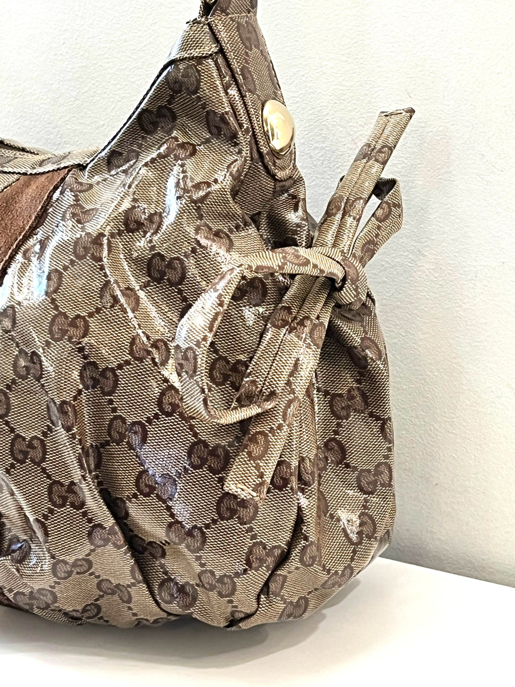 GUCCI GG MONOGRAM CRYSTAL COATED CANVAS VINTAGE SHOULDER BAG