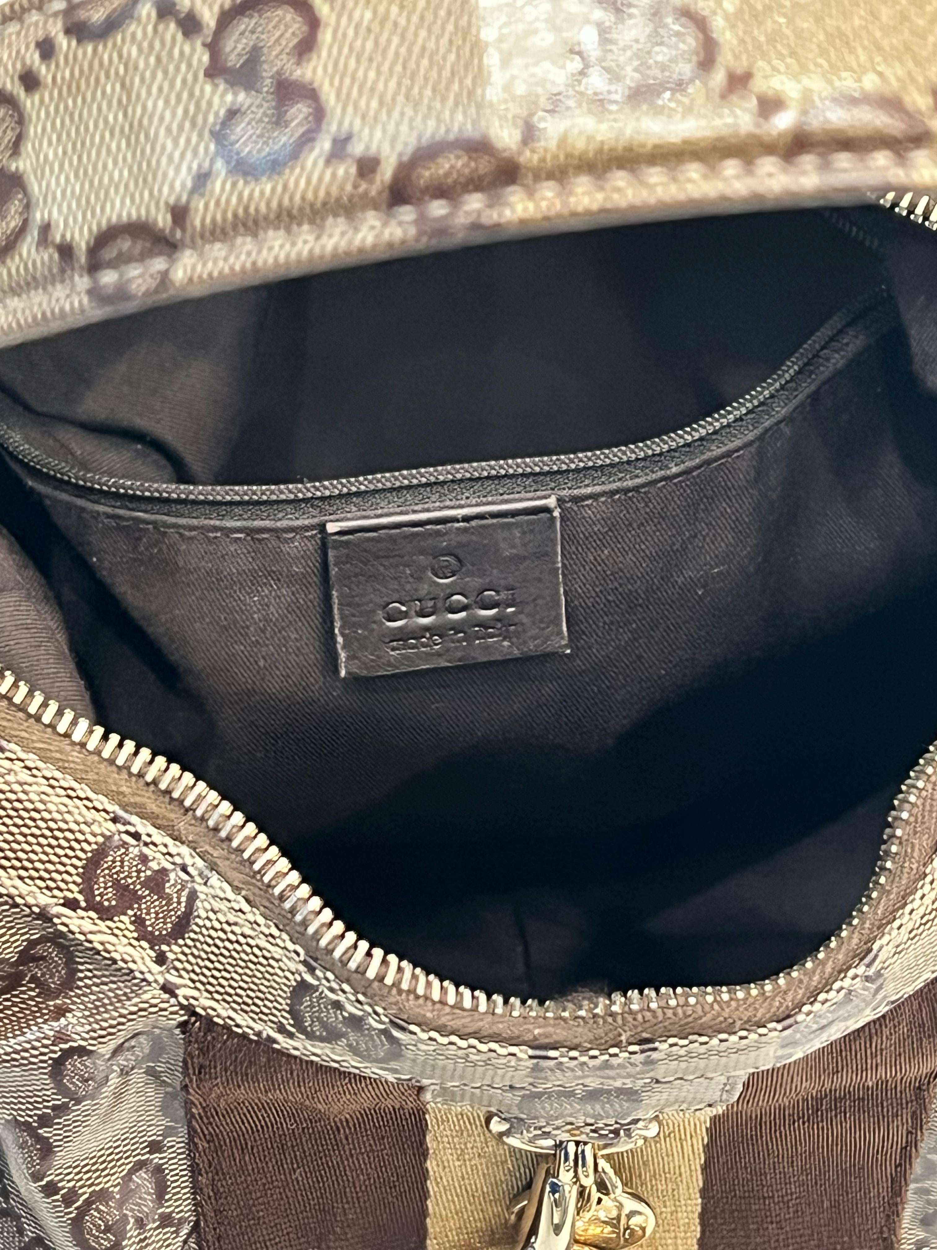 GUCCI GG MONOGRAM CRYSTAL COATED CANVAS VINTAGE SHOULDER BAG