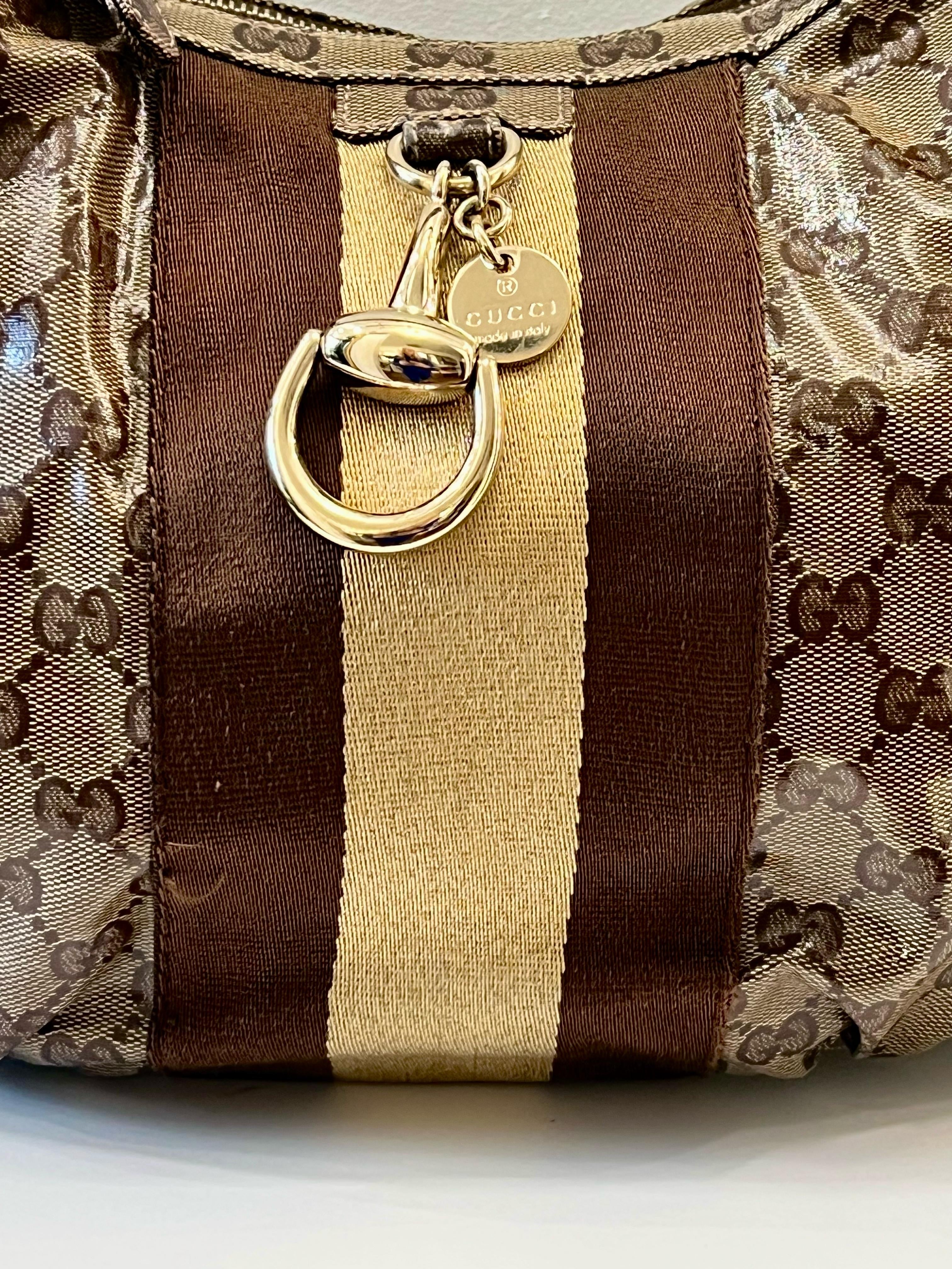 GUCCI GG MONOGRAM CRYSTAL COATED CANVAS VINTAGE SHOULDER BAG