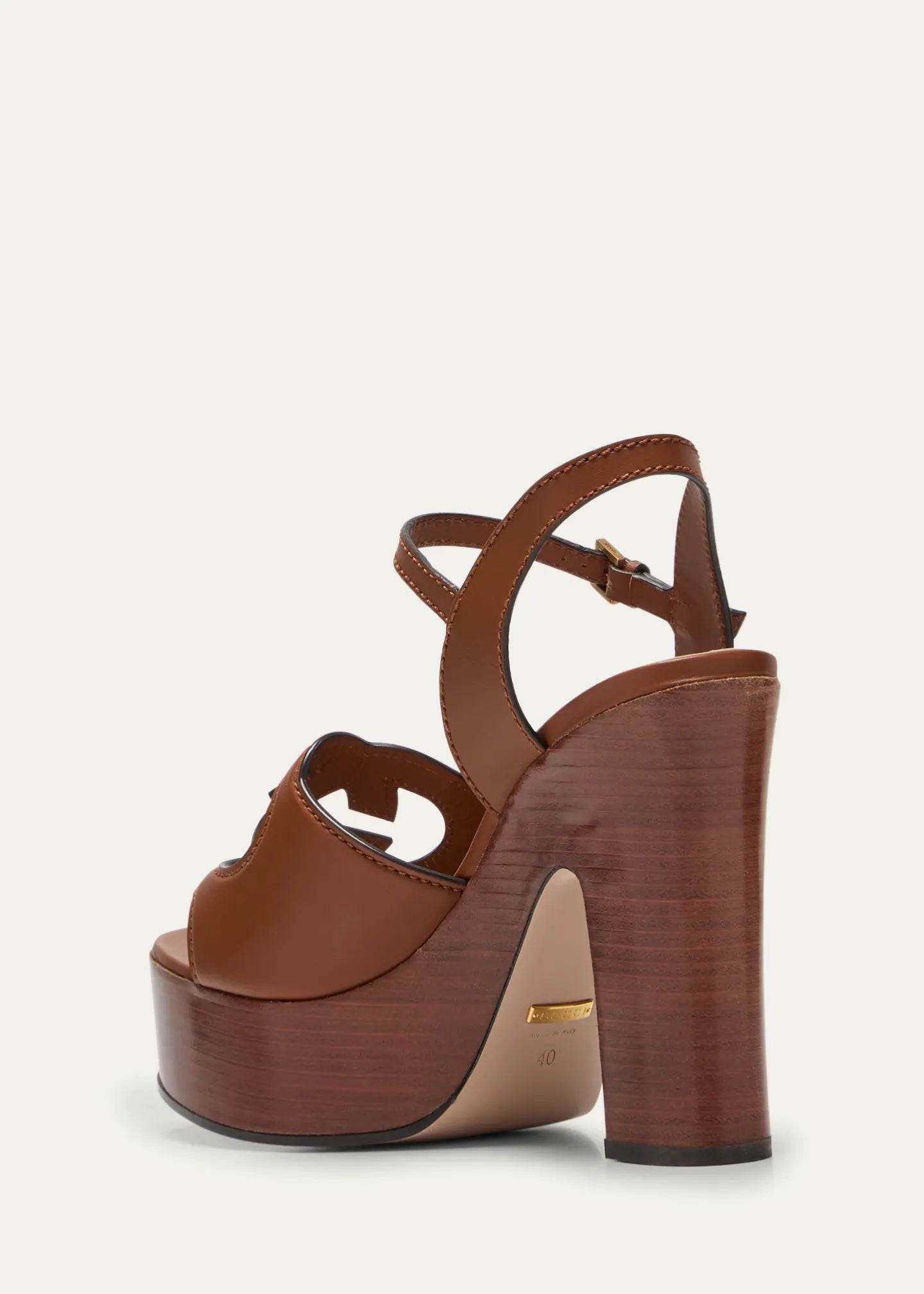 GUCCI GG CUTOUT ANKLE STRAP PLATFORM SANDALS
