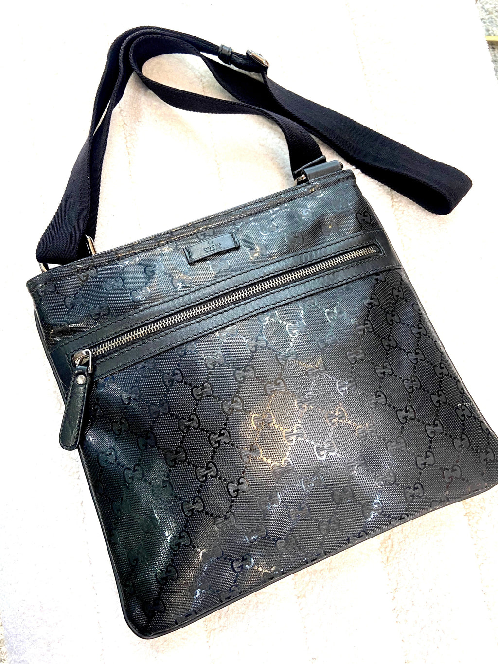 GUCCI GG IMPRIME MONOGRAM MESSENGER CROSSBODY BAG