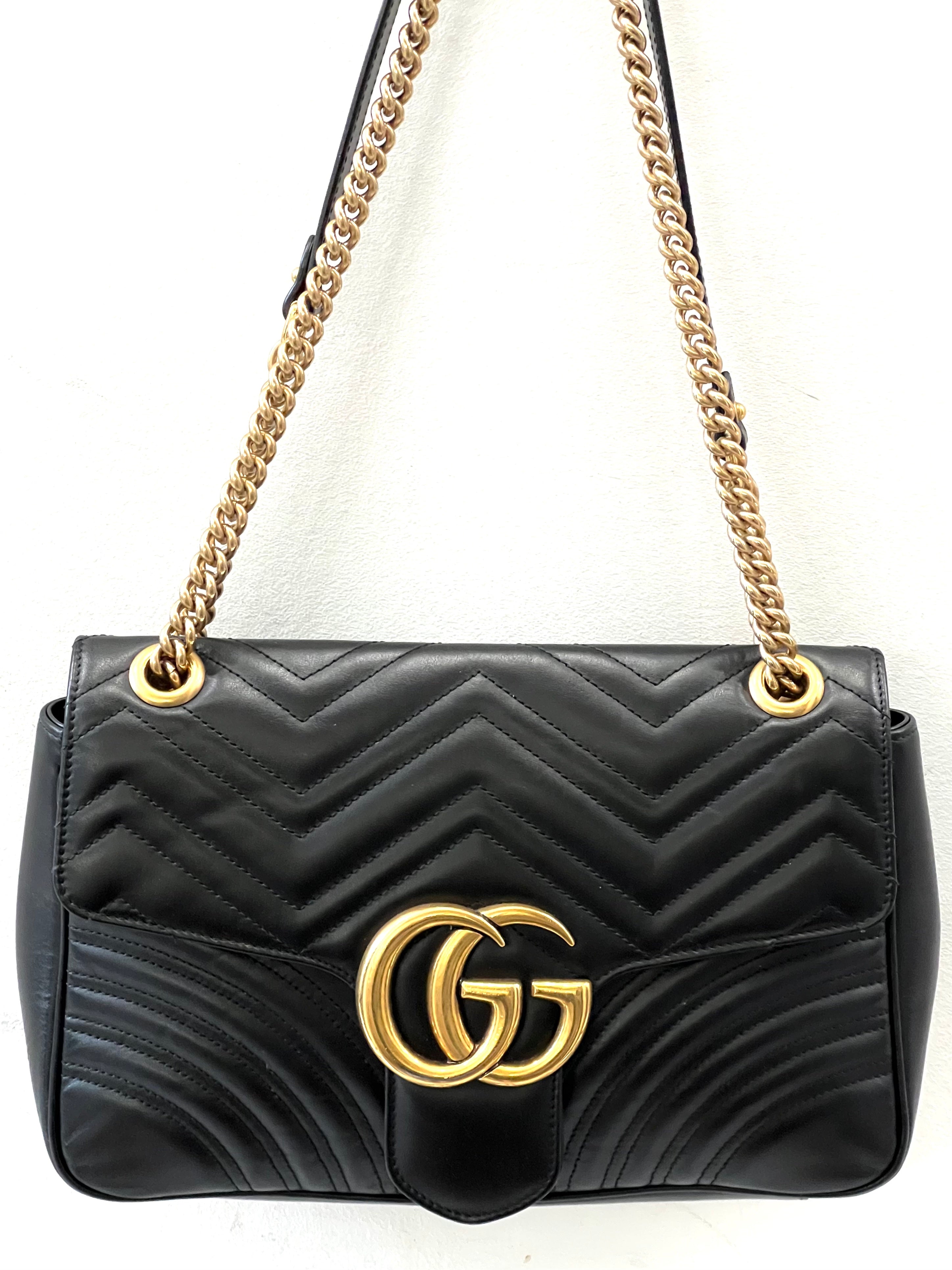 GUCCI GG MARMONT 2.0 MEDIUM SHOULDER BAG-NERO