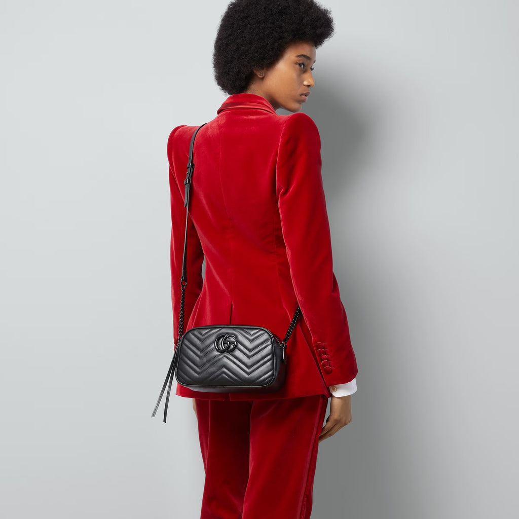 GUCCI GG MARMONT CALFSKIN LEATHER SMALL SHOULDER BAG