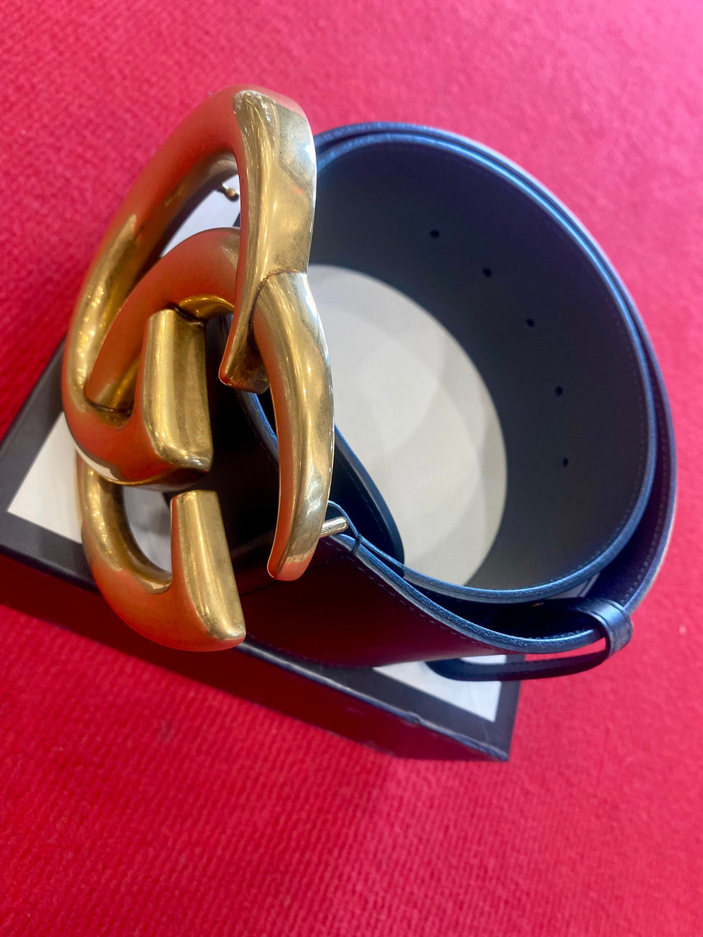 GUCCI GG MARMONT WIDE CALFSKIN LEATHER BELT