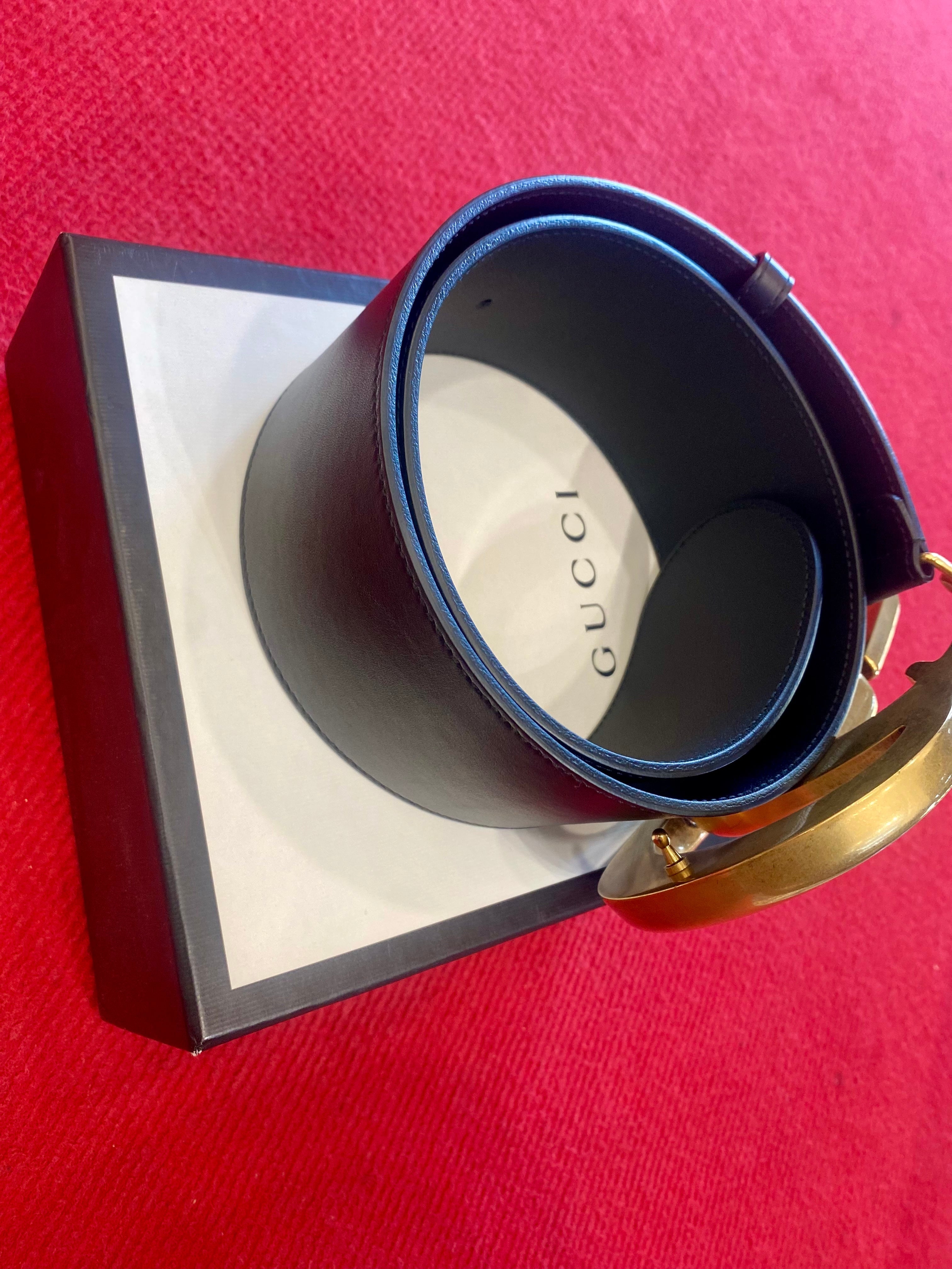 GUCCI GG MARMONT WIDE CALFSKIN LEATHER BELT