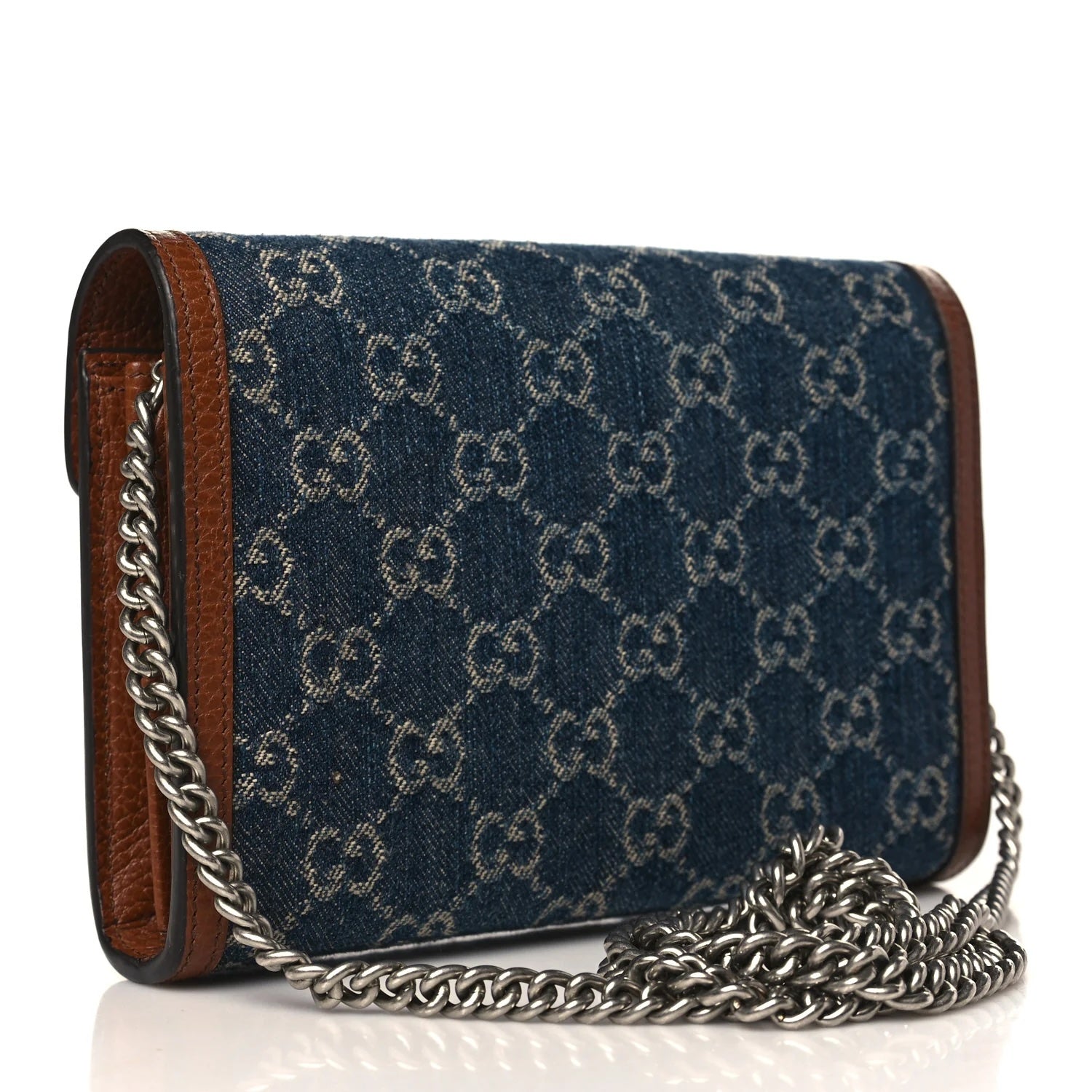 GUCCI GG MARMONT DIONYSUS DENIM WALLET ON A CHAIN