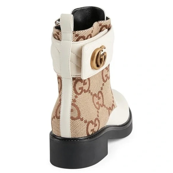 GUCCI FLORES CALFSKIN GG MARMONT LOGO ANKLE BOOTS