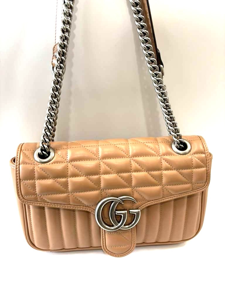 GUCCI GG MARMONT MATELASSE ARIA CALFSKIN LEATHER SMALL CROSSBODY