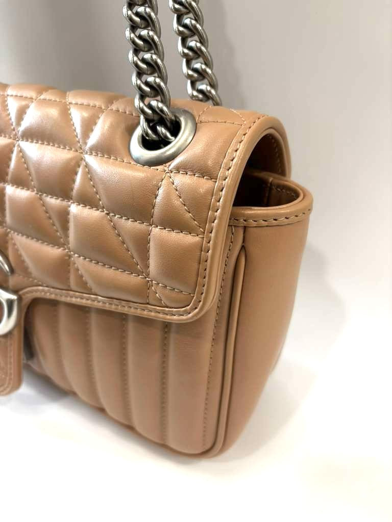 GUCCI GG MARMONT MATELASSE ARIA CALFSKIN LEATHER SMALL CROSSBODY