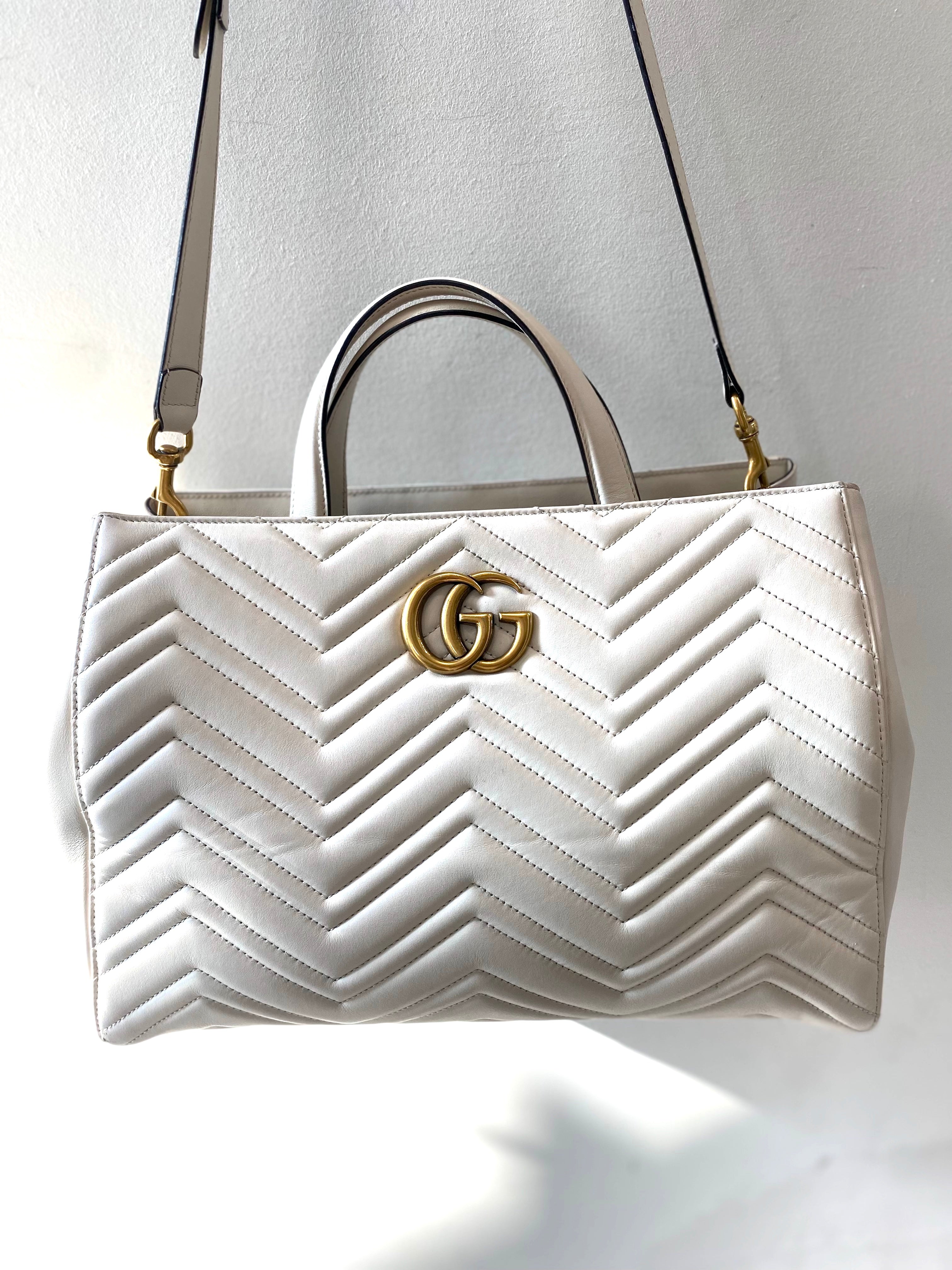 GUCCI GG MARMONT MATELASSE CALFSKIN LEATHER TOTE BAG