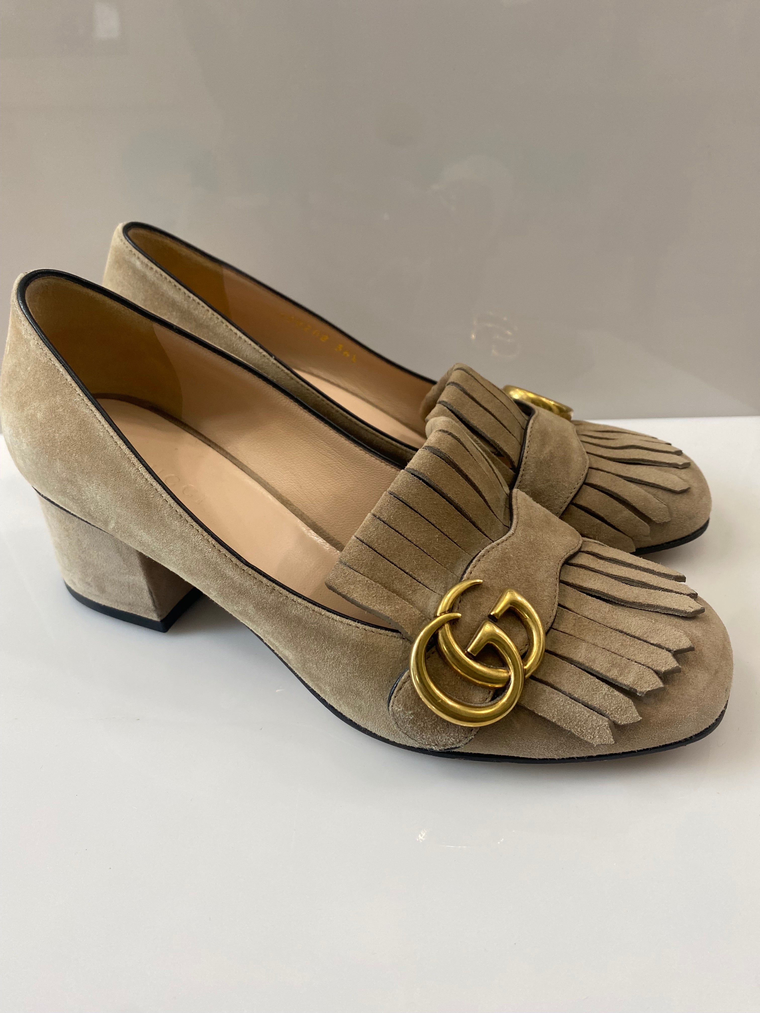 GUCCI GG MARMONT MID HEEL PUMPS