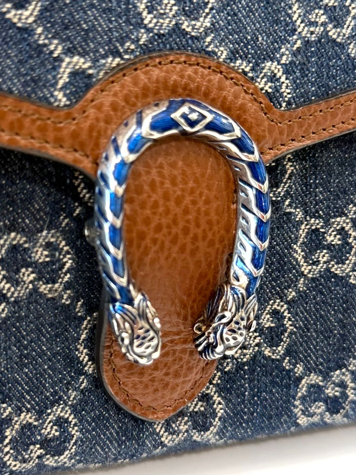 GUCCI GG MARMONT DIONYSUS DENIM WALLET ON A CHAIN