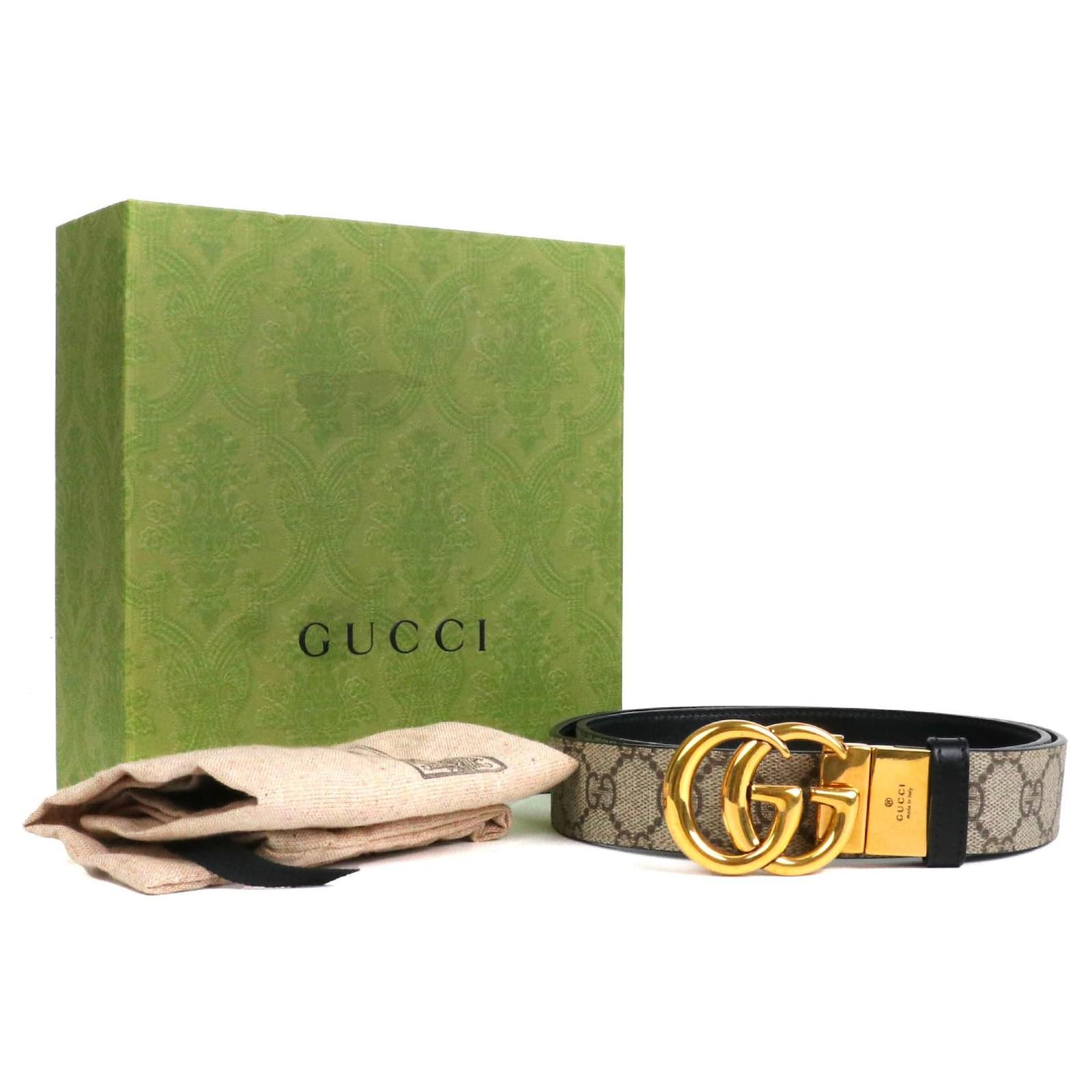 GUCCI GG MARMONT CANVAS LEATHER REVERSIBLE BELT