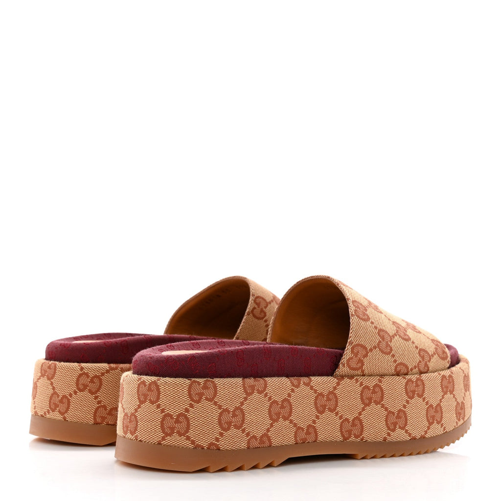 GUCCI GG MONOGRAM ANGELINA PLATFORM SLIDES