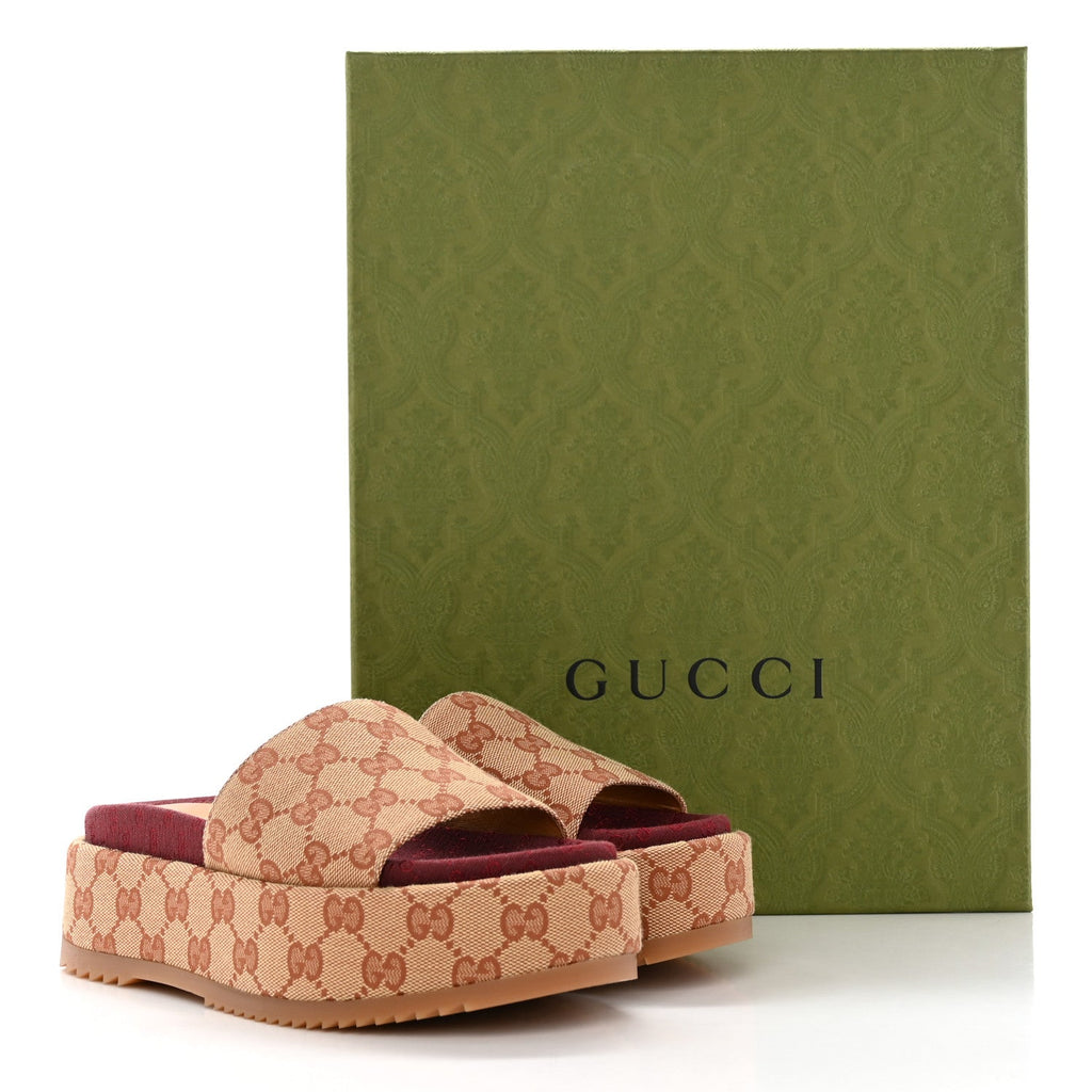 GUCCI GG MONOGRAM ANGELINA PLATFORM SLIDES