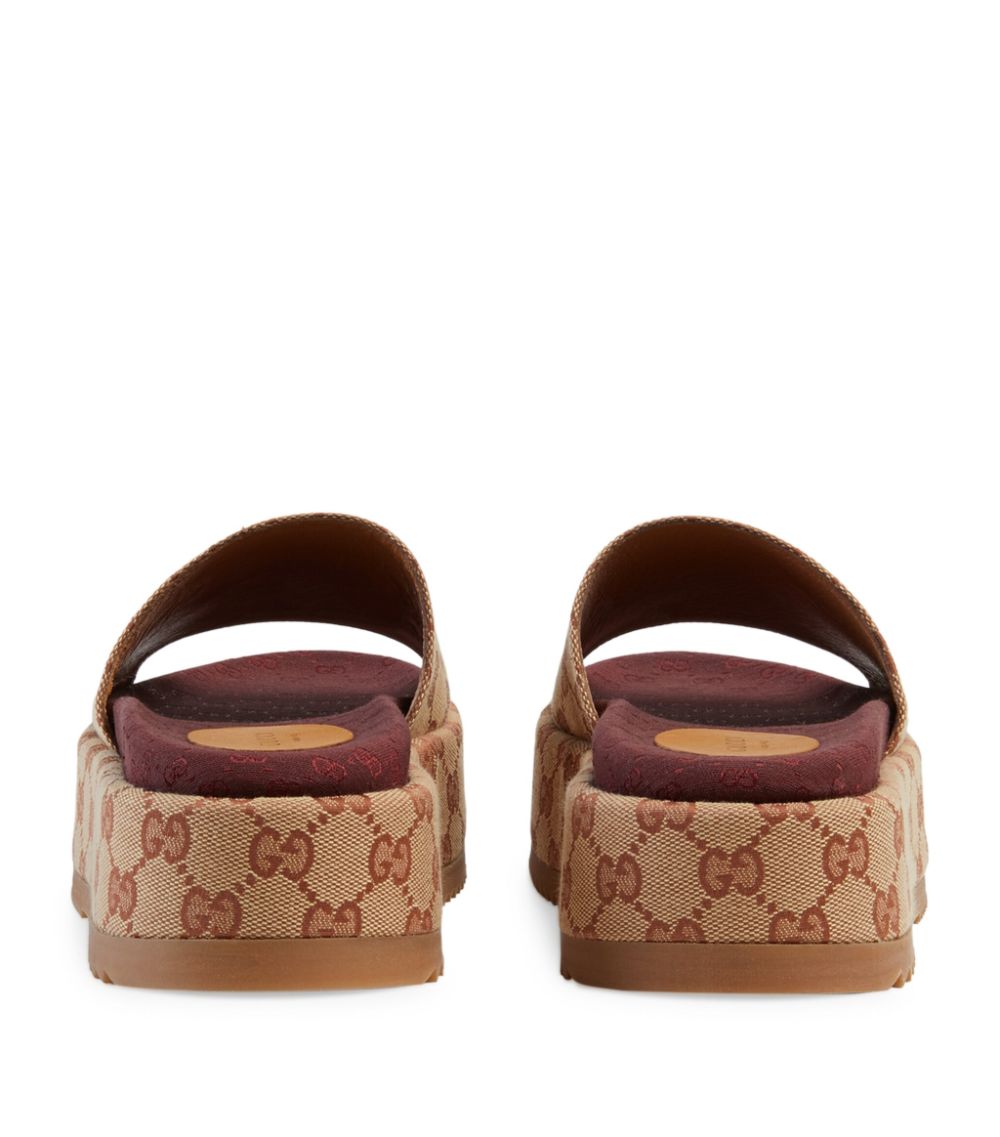 GUCCI GG SUPREME ANGELINA PLATFORM SLIDE SANDALS