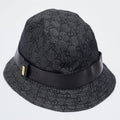 GUCCI GG MONOGRAM BLACK DENIM LEATHER TRIM BUCKET HAT