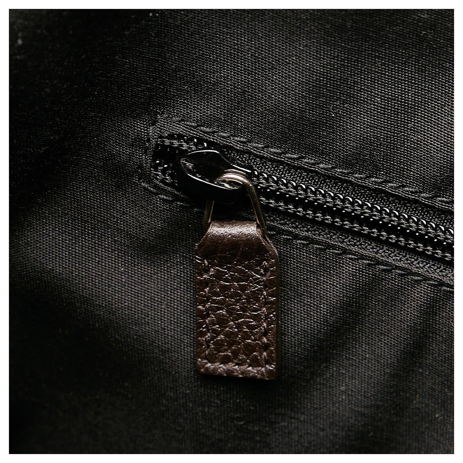 GUCCI GG MONOGRAM CANVAS LEATHER MESSENGER BAG