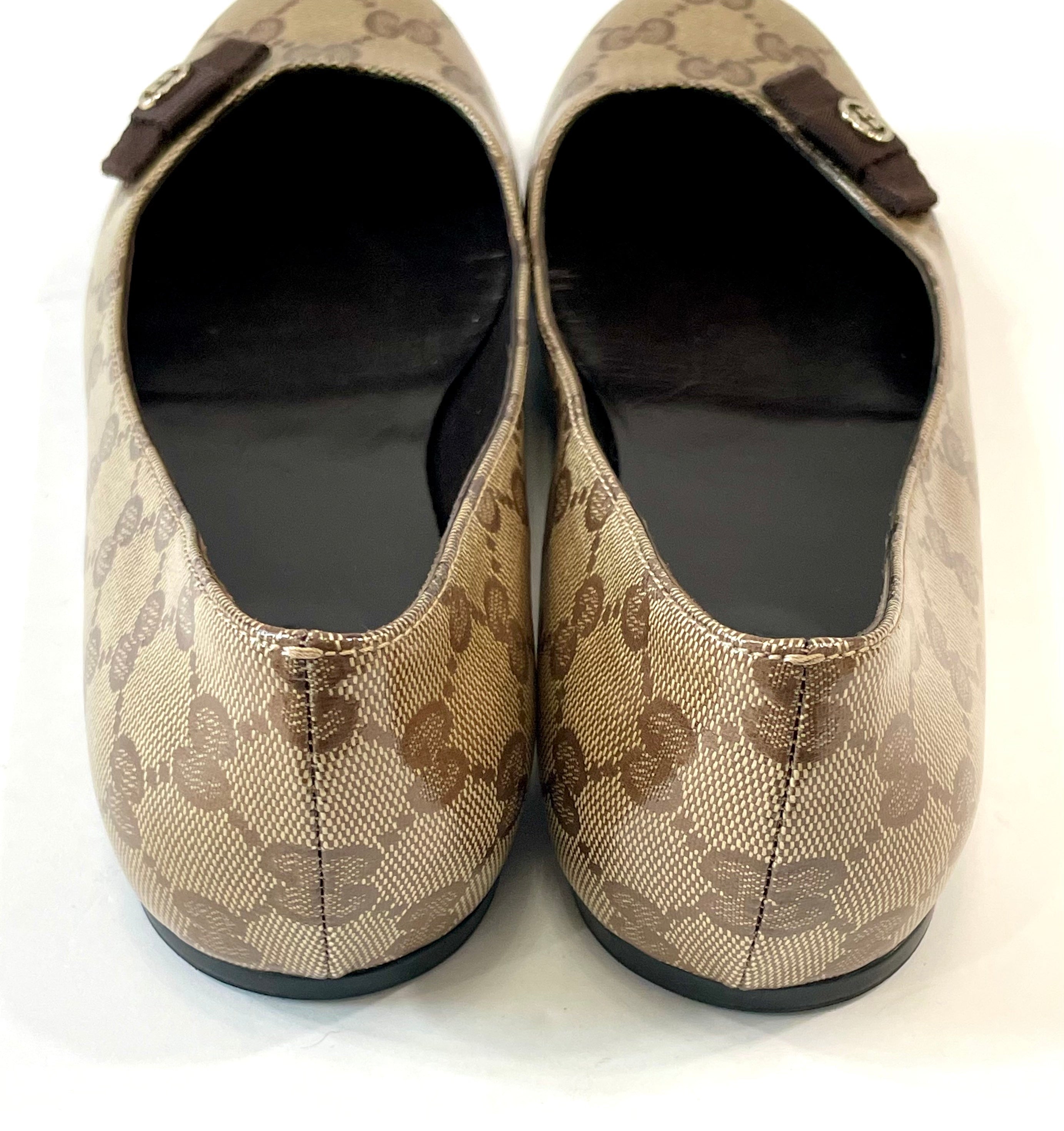 GUCCI GG MONOGRAM CRYSTAL COATED CANVAS BALLET FLATS