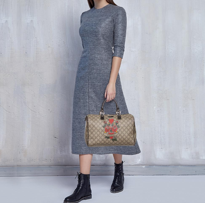 GUCCI GG PLUS MONOGRAM TATTO HEART JOY BOSTON BAG