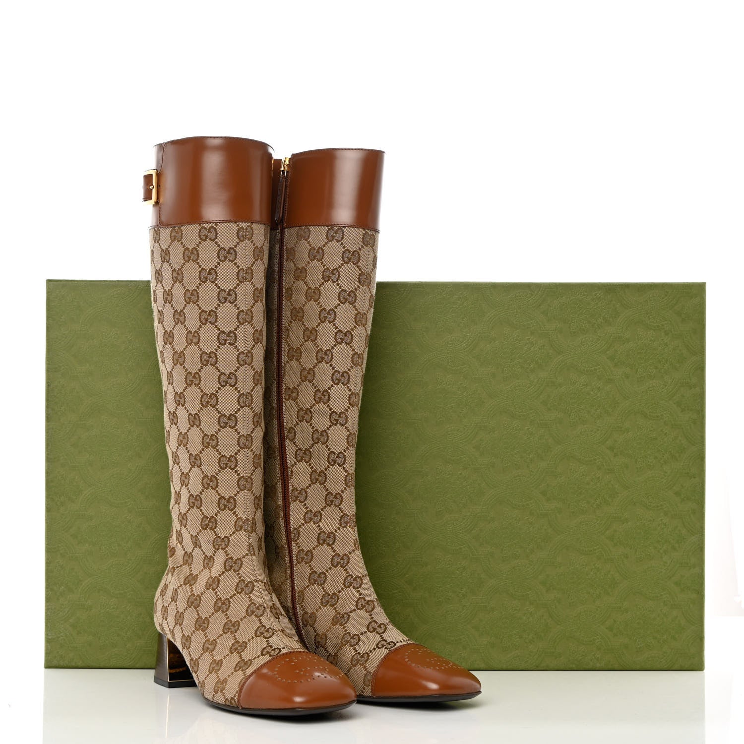 GUCCI GG SUPREME ELLIS CAP TOE TALL BOOTS
