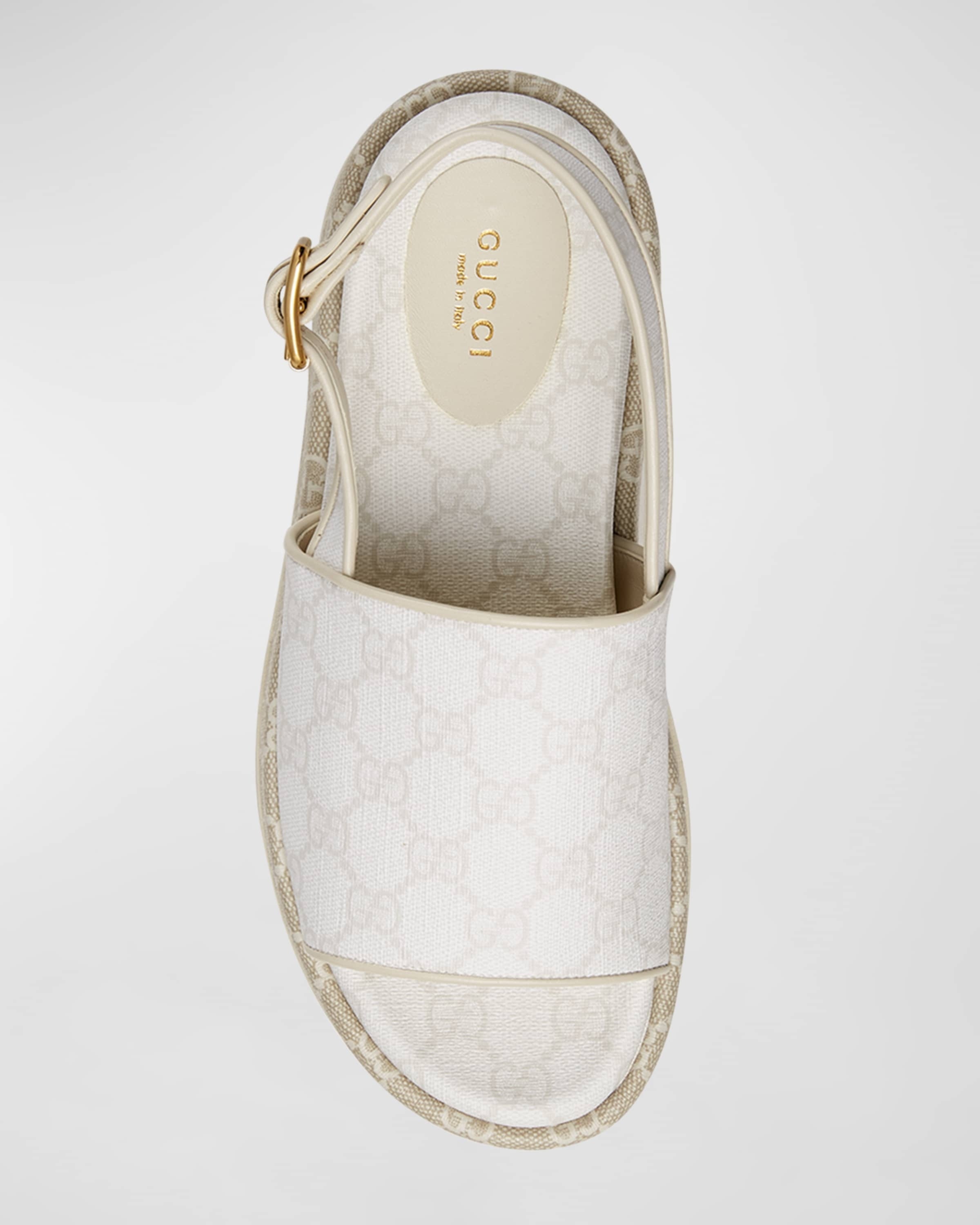 GUCCI GG SUPREME MONOGRAM ANGELINA PLATFORM SLINGBACK SANDALS