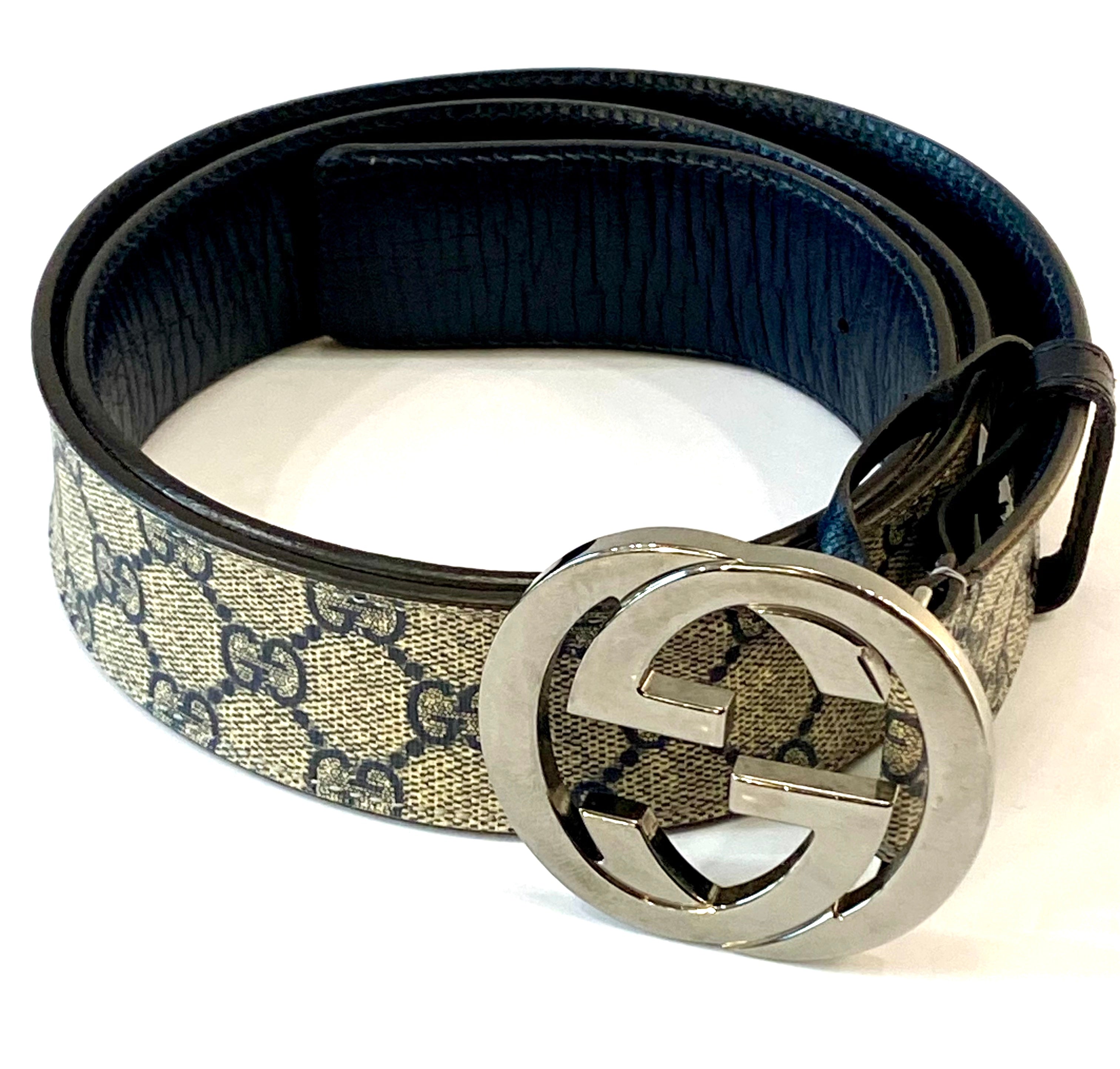GUCCI GG SUPREME MONOGRAM CANVAS LEATHER BELT
