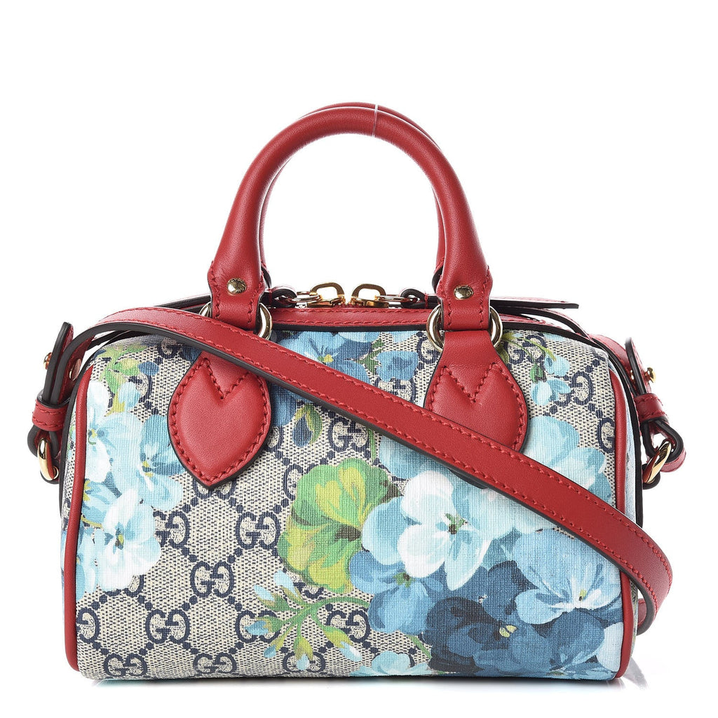 GUCCI GG SUPREME MONOGRAM BLOOMS MINI BOSTON BAG