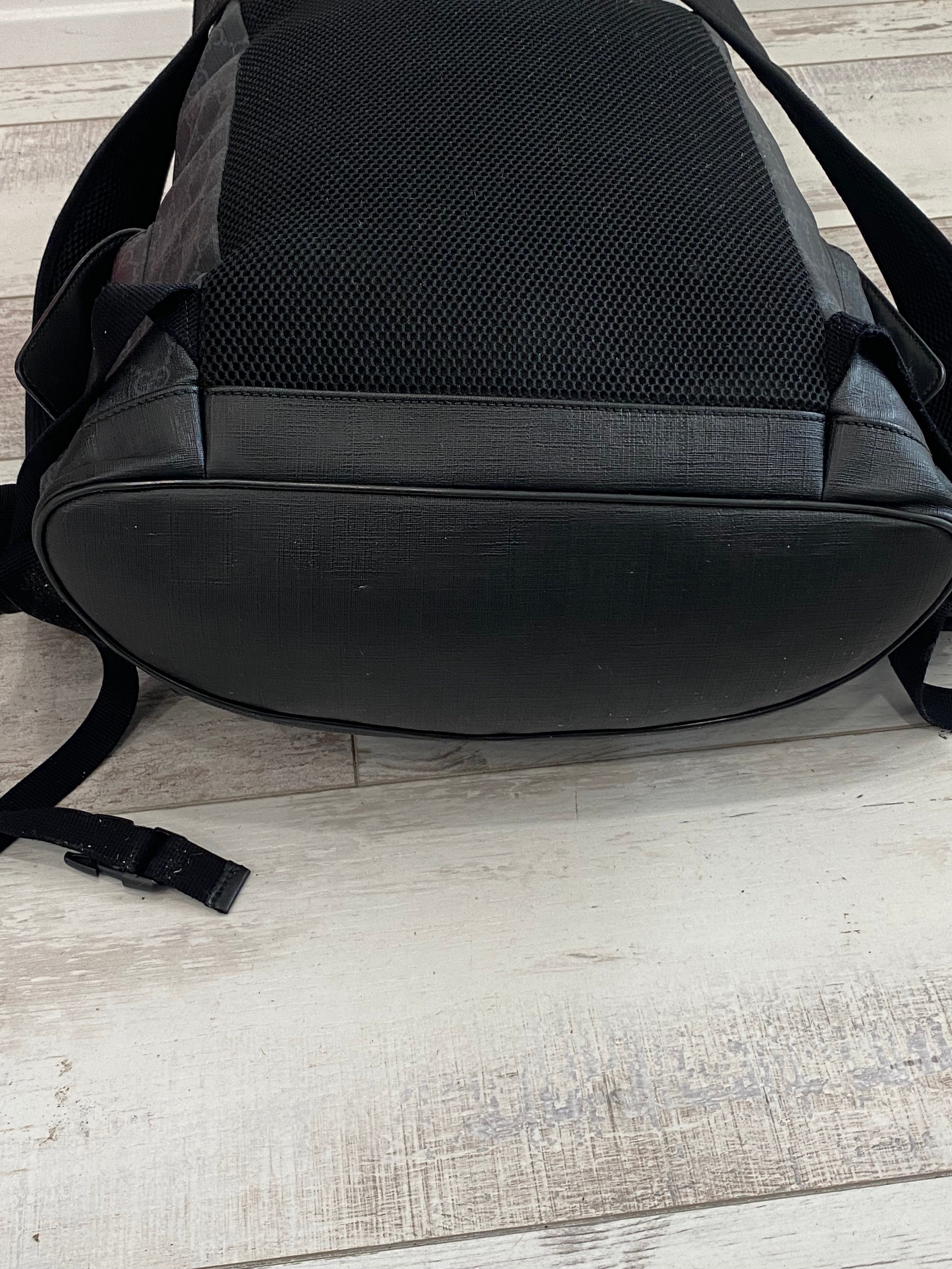 GUCCI GG SUPREME MONOGRAM CALFSKIN WEB DOUBLE BUCKLE BACKPACK