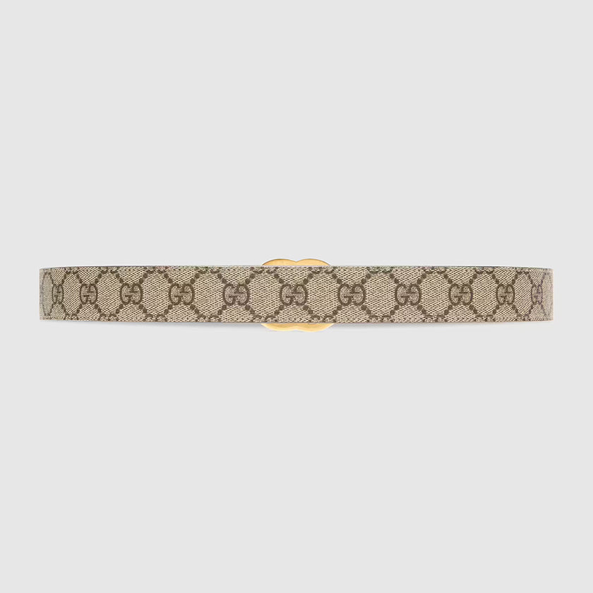 GUCCI GG SUPREME MONOGRAM CANVAS & CALFSKIN LEATHER WIDE BELT