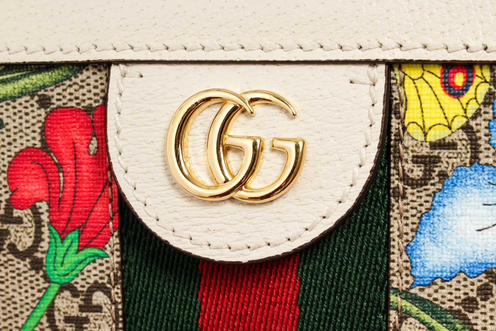 GUCCI GG SUPREME MONOGRAM FLORA WEB OPHIDIA CHAIN BAG