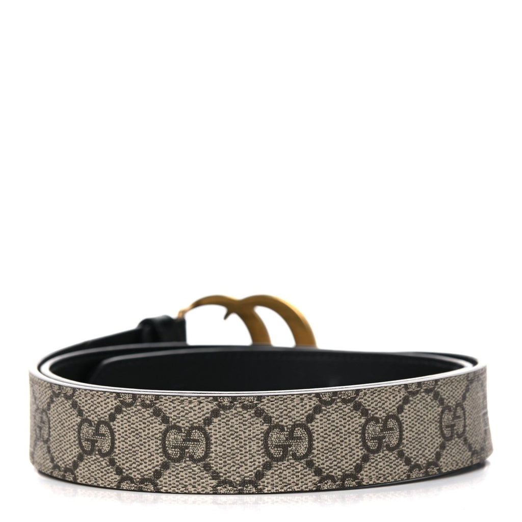 GUCCI GG SUPREME MONOGRAM MATTE PLUTONE CALFSKIN DOUBLE G BELT