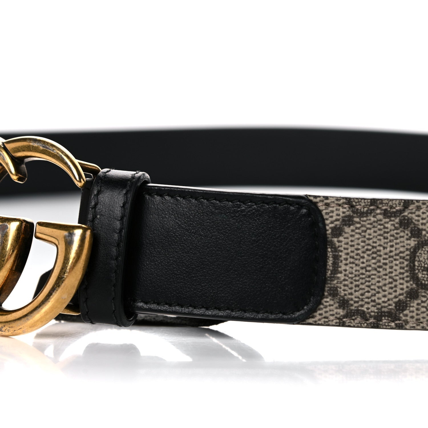 GUCCI GG SUPREME MONOGRAM MATTE PLUTONE CALFSKIN DOUBLE G BELT