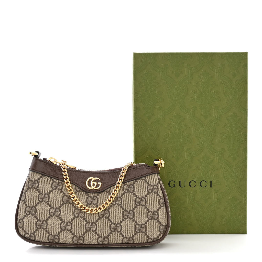 GUCCI GG SUPREME MONOGRAM MINI OPHIDIA CHAIN BAG