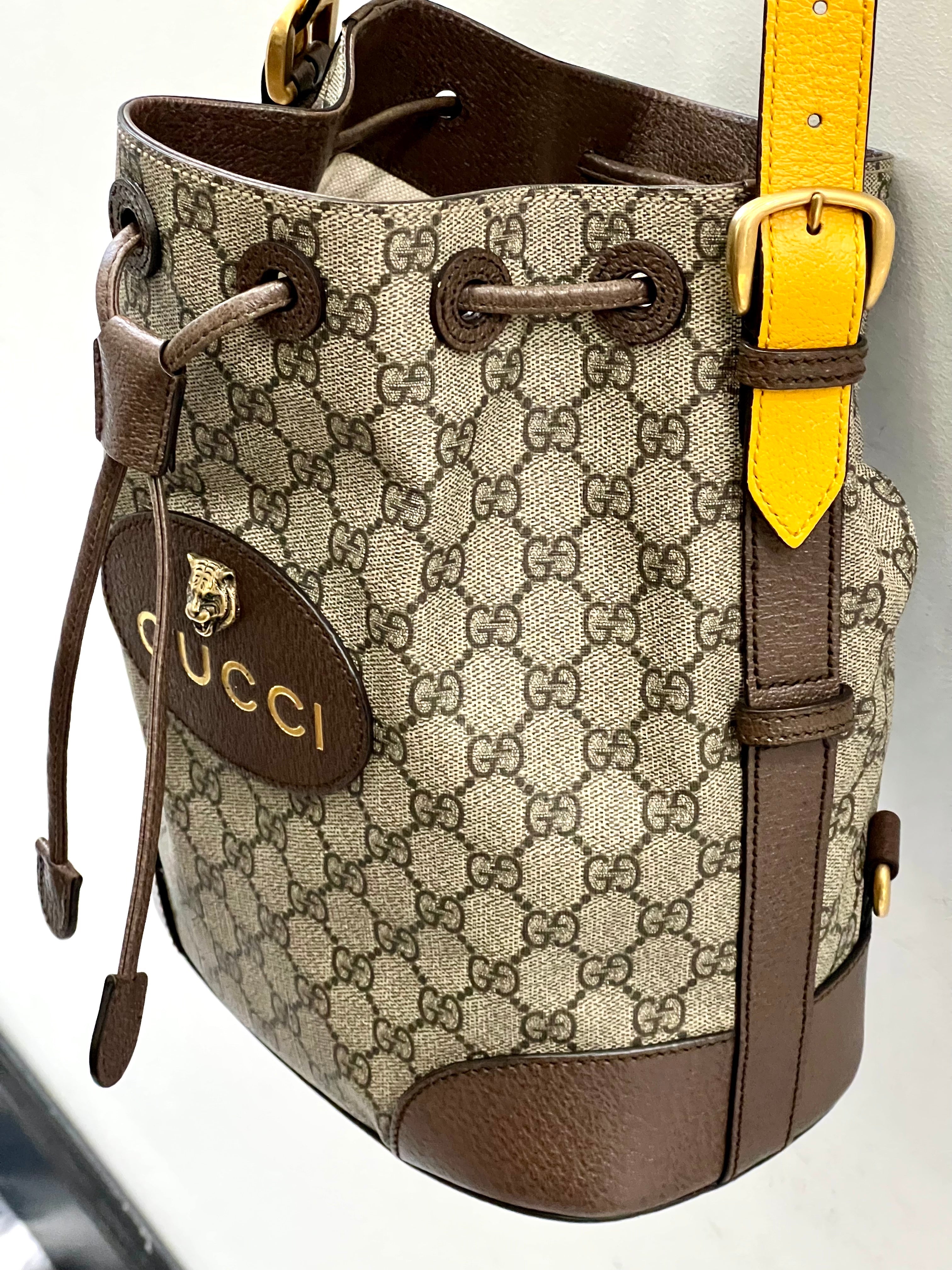 GUCCI GG SUPREME MONOGRAM NEO VINTAGE DRAWSTRING BUCKET BACKPACK