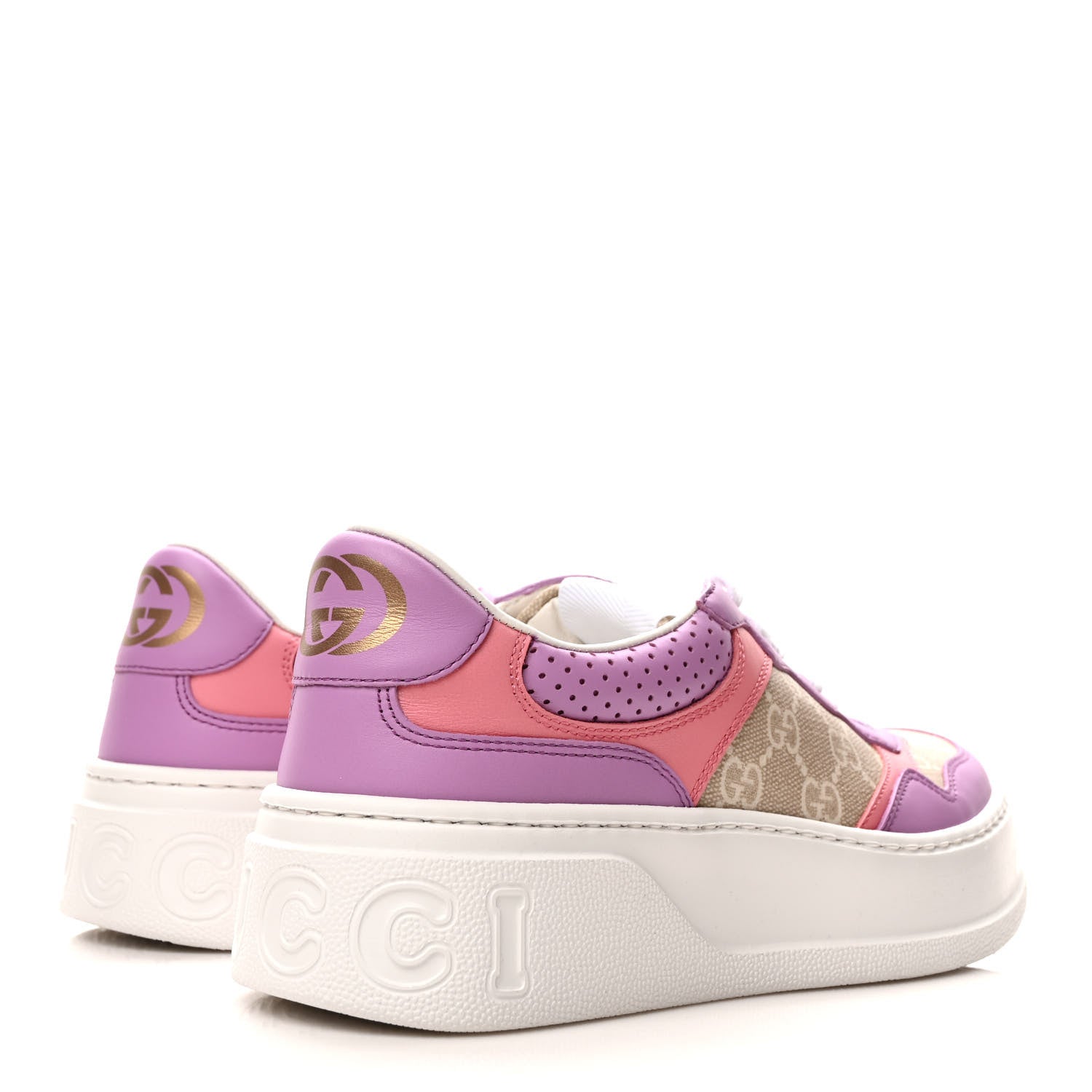GUCCI GG SUPREME MONOGRAM PERFORATED PLATFORM SNEAKERS