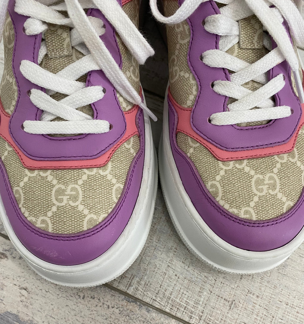 GUCCI GG SUPREME MONOGRAM PERFORATED PLATFORM SNEAKERS