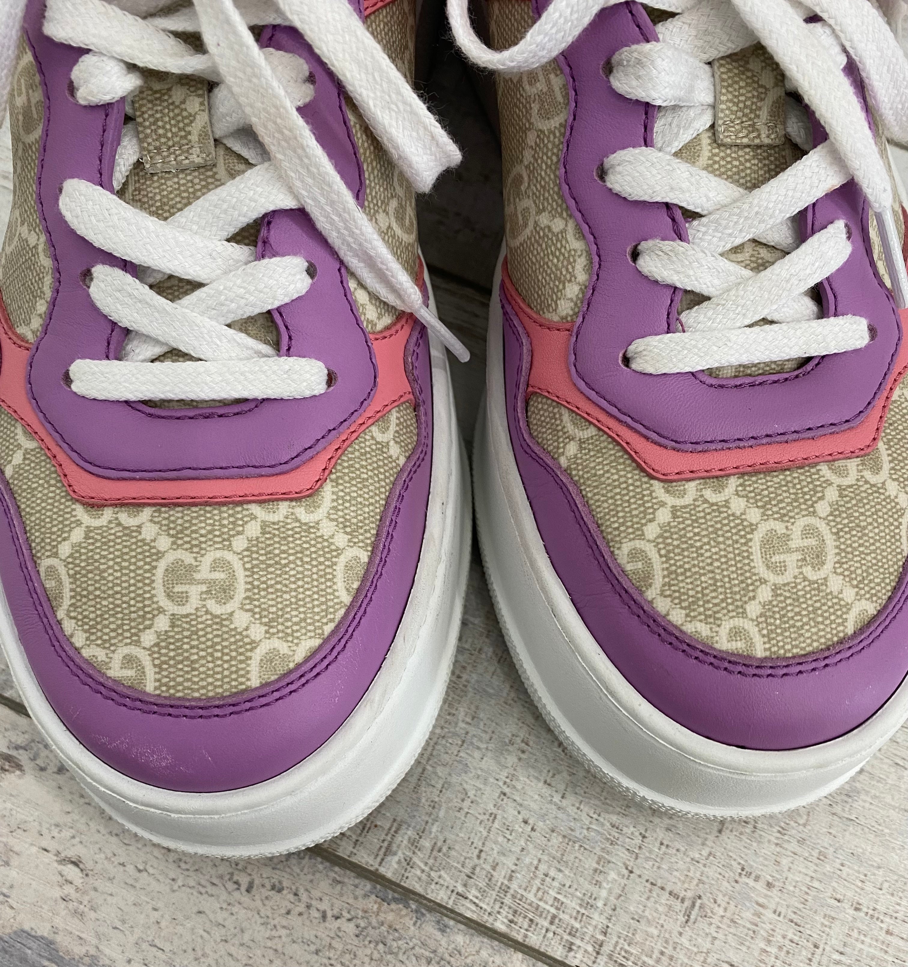 GUCCI GG SUPREME MONOGRAM PERFORATED PLATFORM SNEAKERS